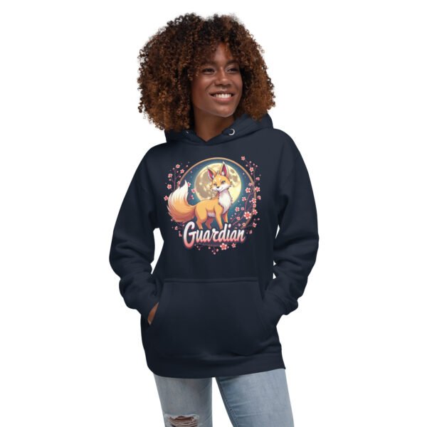 QP Design Zone - Mystical Fox Guardian Under Moonlight - Unisex Hoodie - Image 6