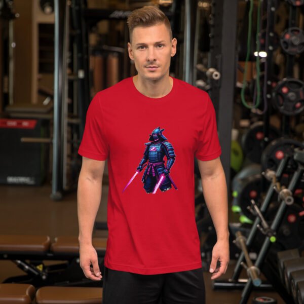 QP Design Zone - Neon Cyber Samurai with Dual Energy Swords - Unisex t-shirt