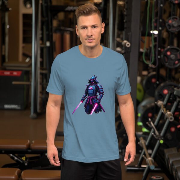 QP Design Zone - Neon Cyber Samurai with Dual Energy Swords - Unisex t-shirt - Image 5