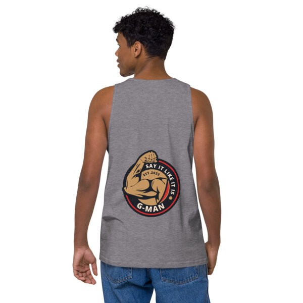 G Man Super Hero Logo - Men’s premium tank top - Image 9