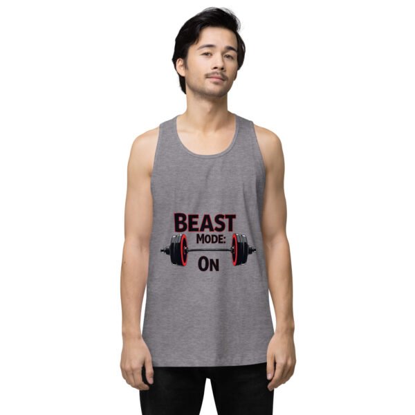 Beast Mode On" Motivational Gym and Fitness Design - Men’s premium tank top - Image 11