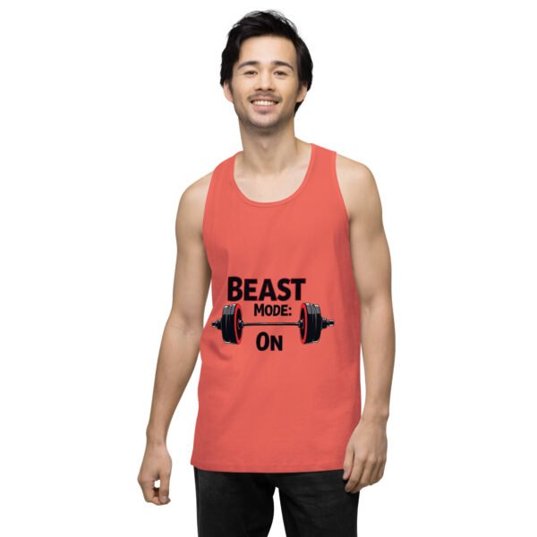 Beast Mode On" Motivational Gym and Fitness Design - Men’s premium tank top - Image 7