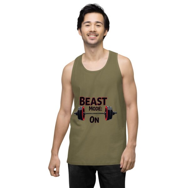 Beast Mode On" Motivational Gym and Fitness Design - Men’s premium tank top - Image 2