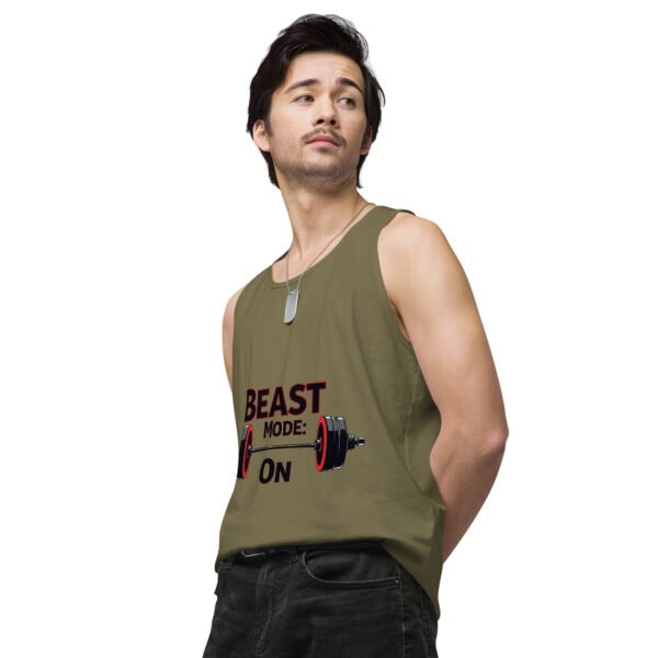 Beast Mode On" Motivational Gym and Fitness Design - Men’s premium tank top - Image 4