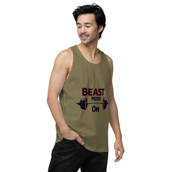 Beast Mode On" Motivational Gym and Fitness Design - Men’s premium tank top - Image 3