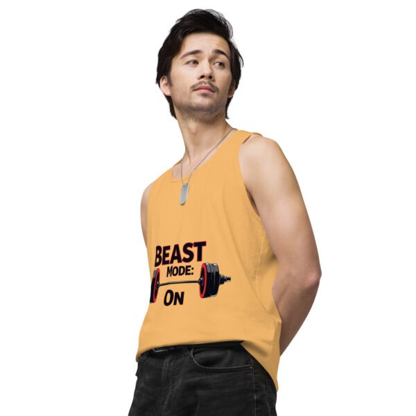 Beast Mode On" Motivational Gym and Fitness Design - Men’s premium tank top - Image 19