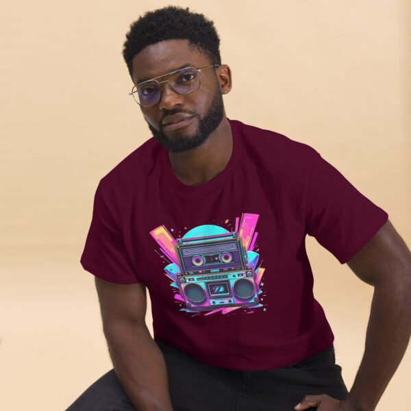 Retro Boombox - Neon 80s Music Design - Unisex classic tee - Image 2