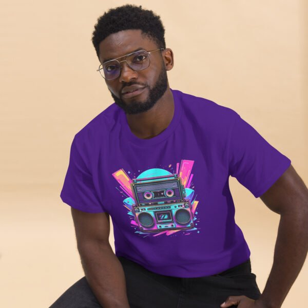 Retro Boombox - Neon 80s Music Design - Unisex classic tee - Image 4