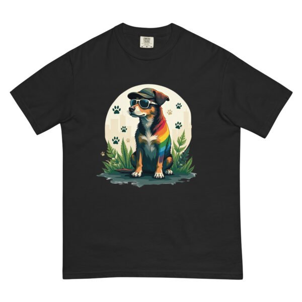 Cool Dog with Sunglasses and Rainbow Style - Unisex garment-dyed heavyweight t-shirt