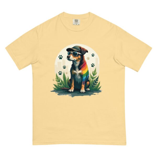 Cool Dog with Sunglasses and Rainbow Style - Unisex garment-dyed heavyweight t-shirt - Image 13