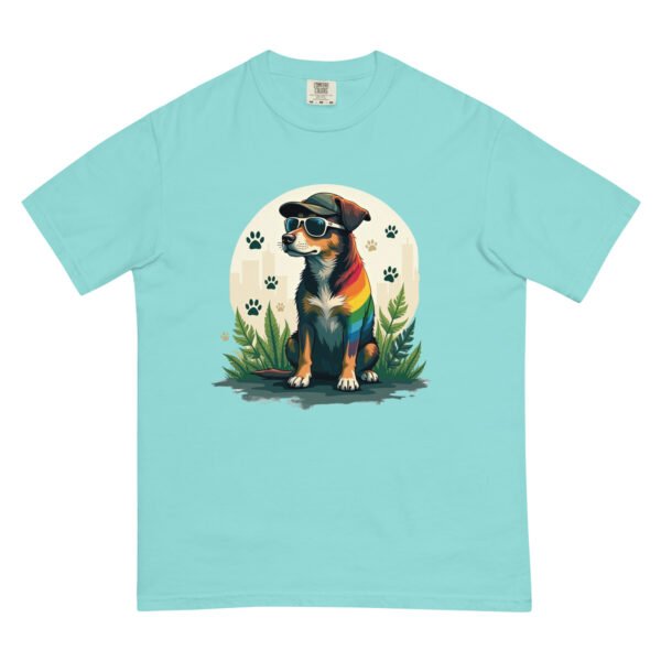 Cool Dog with Sunglasses and Rainbow Style - Unisex garment-dyed heavyweight t-shirt - Image 11