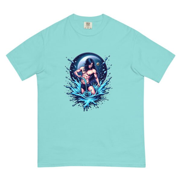 Aquarius Zodiac Design - Water Bearer in Action - Unisex garment-dyed heavyweight t-shirt - Image 9