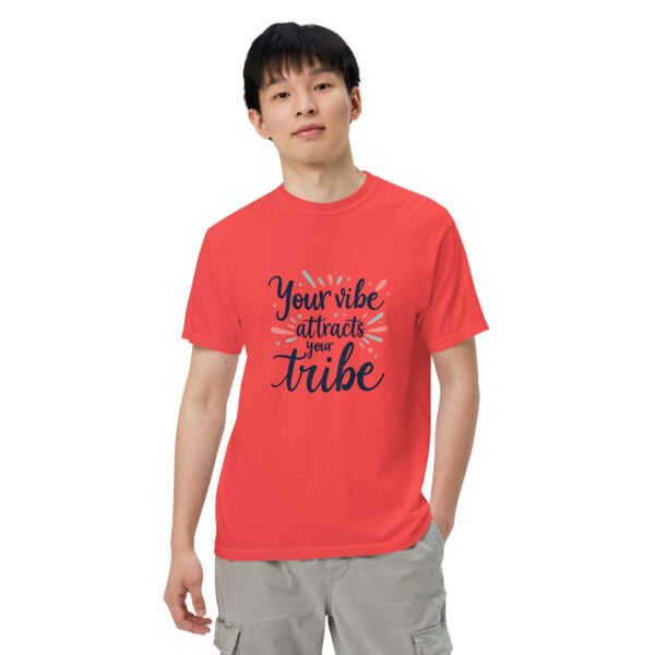Your Vibe Attracts Your Tribe" Inspirational Design - Unisex garment-dyed heavyweight t-shirt - Image 2