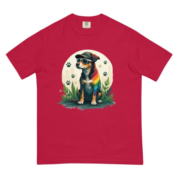 Cool Dog with Sunglasses and Rainbow Style - Unisex garment-dyed heavyweight t-shirt - Image 3