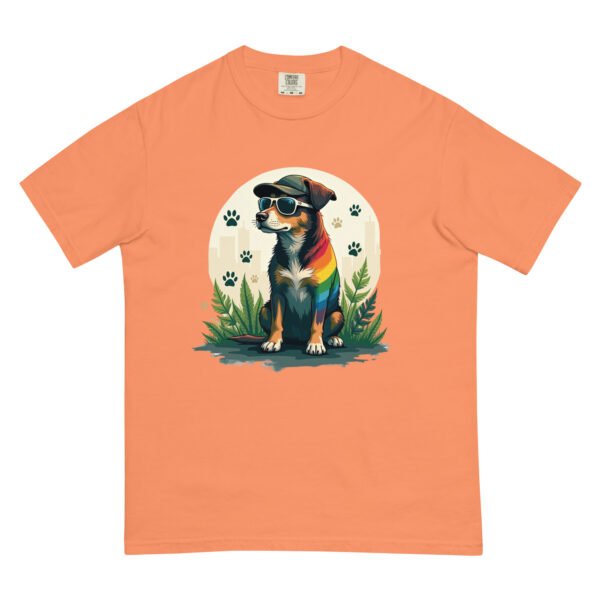 Cool Dog with Sunglasses and Rainbow Style - Unisex garment-dyed heavyweight t-shirt - Image 9