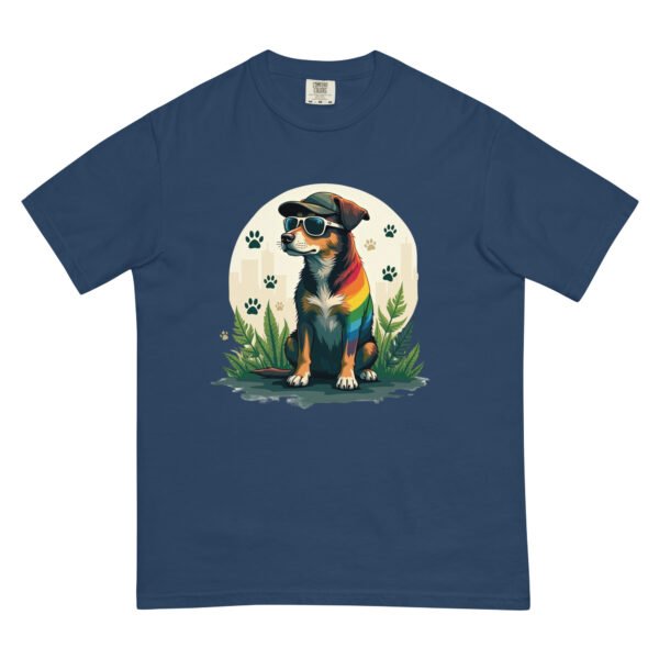 Cool Dog with Sunglasses and Rainbow Style - Unisex garment-dyed heavyweight t-shirt - Image 5