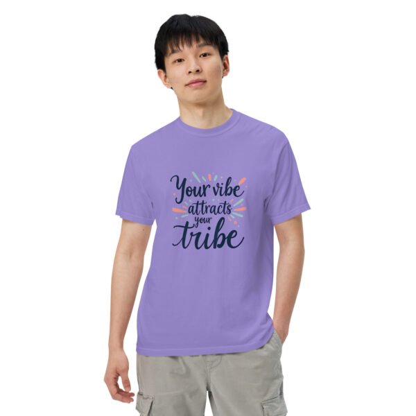 Your Vibe Attracts Your Tribe" Inspirational Design - Unisex garment-dyed heavyweight t-shirt - Image 9