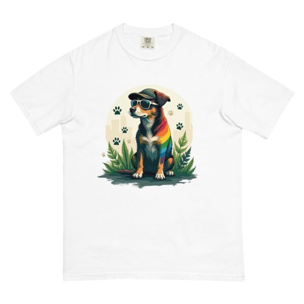 Cool Dog with Sunglasses and Rainbow Style - Unisex garment-dyed heavyweight t-shirt - Image 17