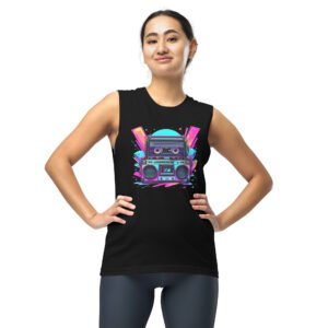 Retro Boombox - Neon 80s Music Design - Muscle Shirt