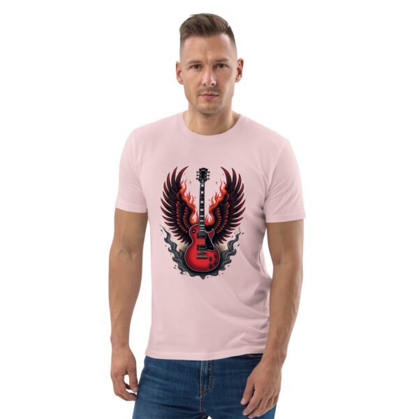 "Flaming Guitar Sweatshirt with Wings Design" - Unisex organic cotton t-shirt - Image 49