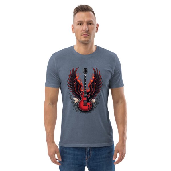 "Flaming Guitar Sweatshirt with Wings Design" - Unisex organic cotton t-shirt - Image 18