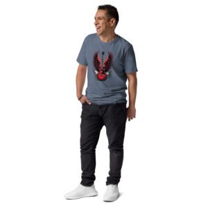 Flaming Guitar with Angel Wings - Rock Music Design - Unisex organic cotton t-shirt