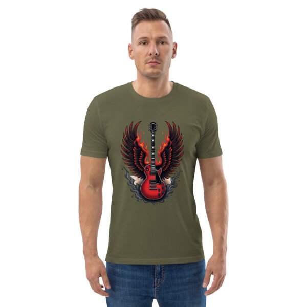 "Flaming Guitar Sweatshirt with Wings Design" - Unisex organic cotton t-shirt - Image 10