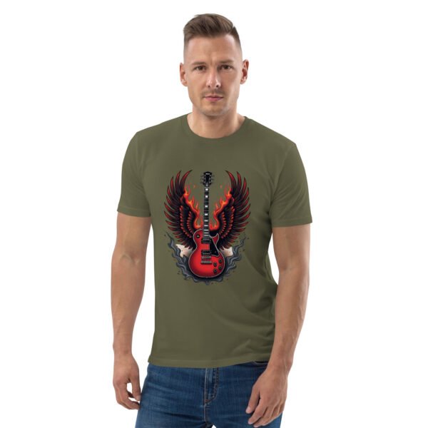 "Flaming Guitar Sweatshirt with Wings Design" - Unisex organic cotton t-shirt - Image 9