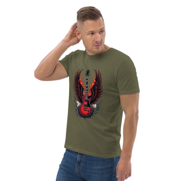 "Flaming Guitar Sweatshirt with Wings Design" - Unisex organic cotton t-shirt - Image 14