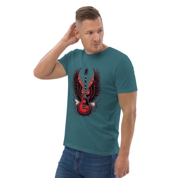 "Flaming Guitar Sweatshirt with Wings Design" - Unisex organic cotton t-shirt - Image 6