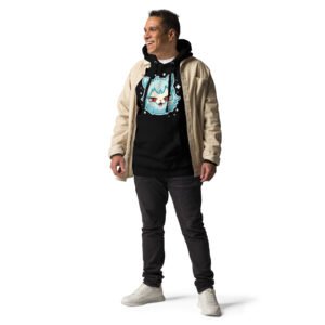 Cute Cartoon Fluffy Cat Face Illustration - Unisex Hoodie
