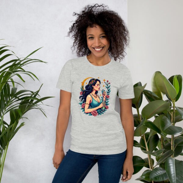 Virgo Zodiac Design - Floral Maiden with Spray Can - Unisex t-shirt - Image 37