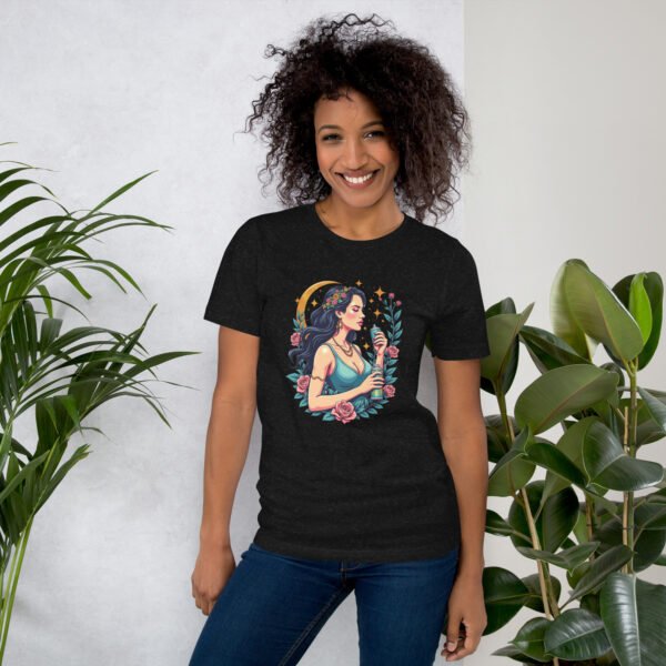 Virgo Zodiac Design - Floral Maiden with Spray Can - Unisex t-shirt