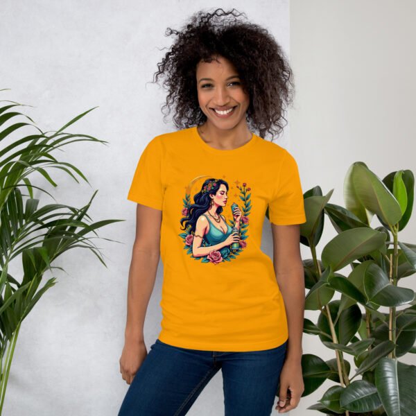 Virgo Zodiac Design - Floral Maiden with Spray Can - Unisex t-shirt - Image 21