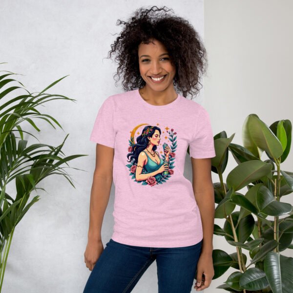 Virgo Zodiac Design - Floral Maiden with Spray Can - Unisex t-shirt - Image 25