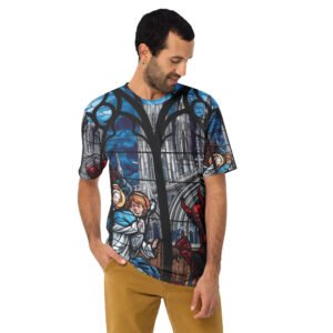 Gothic Stained Glass T-Shirt with Angels and Demons Design - Men's t-shirt