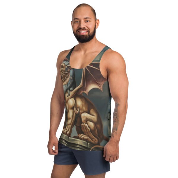 Gothic Gargoyle Tank Top with Majestic Winged Beast Design - Unisex Tank Top - Image 2