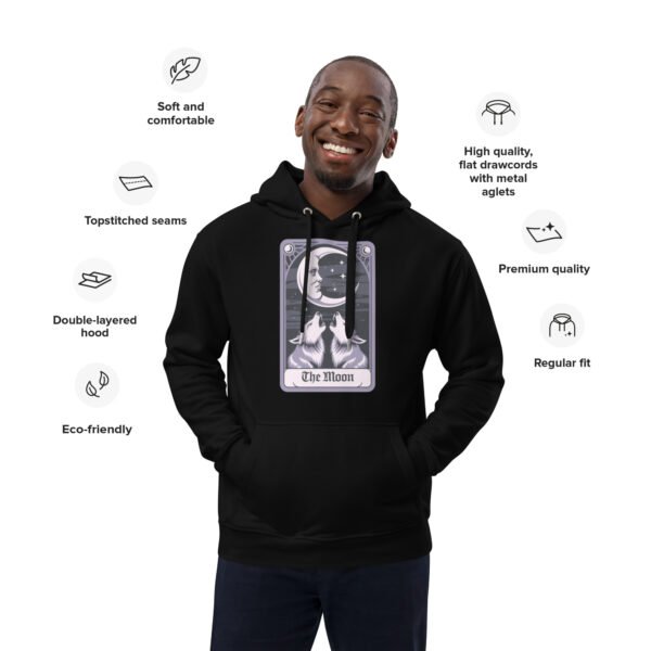 The Moon Tarot Card Gothic - Premium eco hoodie - Image 2