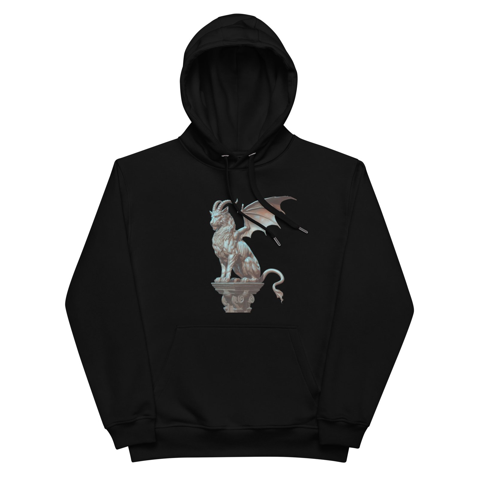 Gothic Gargoyle Statue with Winged Beast Design - Premium eco hoodie