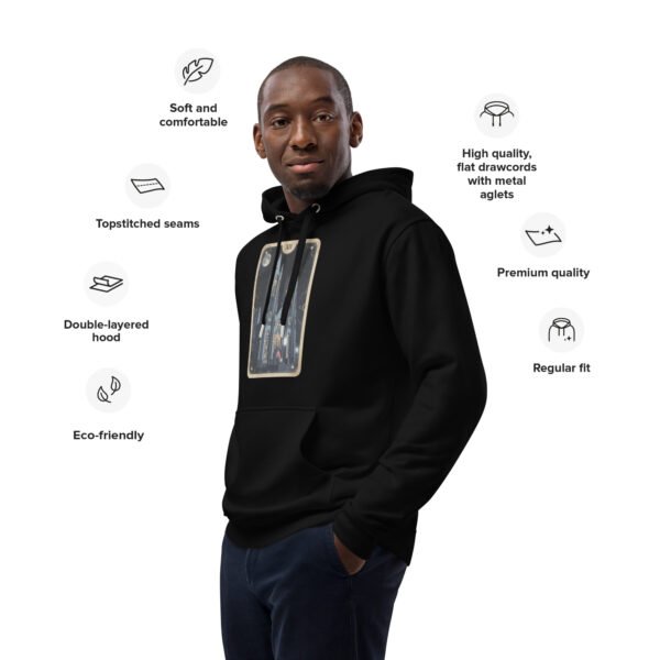 Gothic Cathedral Tarot Card - Premium eco hoodie - Image 3