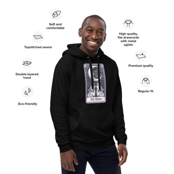 The Moon Tarot Card Gothic - Premium eco hoodie - Image 4