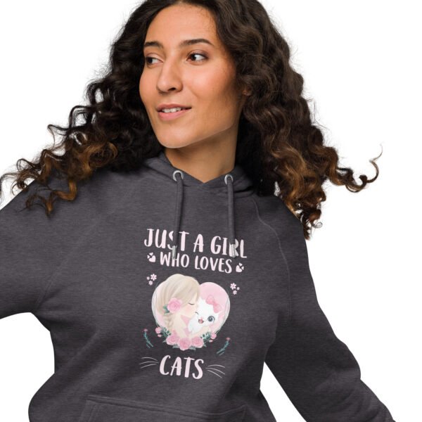 "Just a Girl Who Loves Cats" Cute Cat Lover Design - Unisex eco raglan hoodie - Image 8