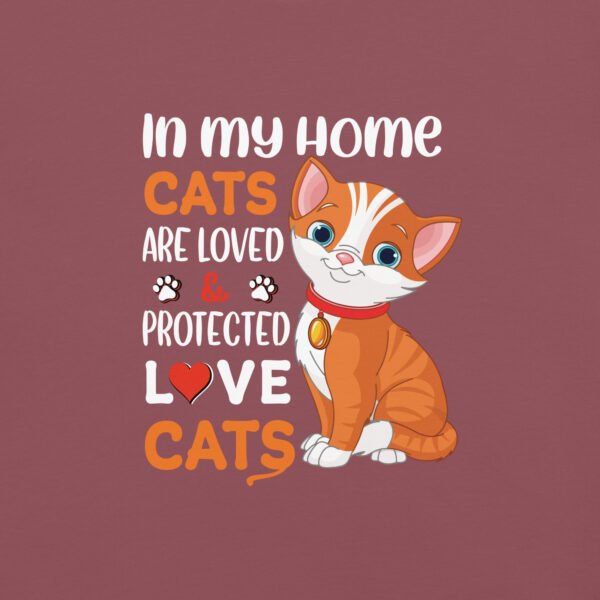 "In My Home, Cats Are Loved & Protected" – Cute Cat Lover Apparel - Unisex garment-dyed heavyweight t-shirt - Image 9