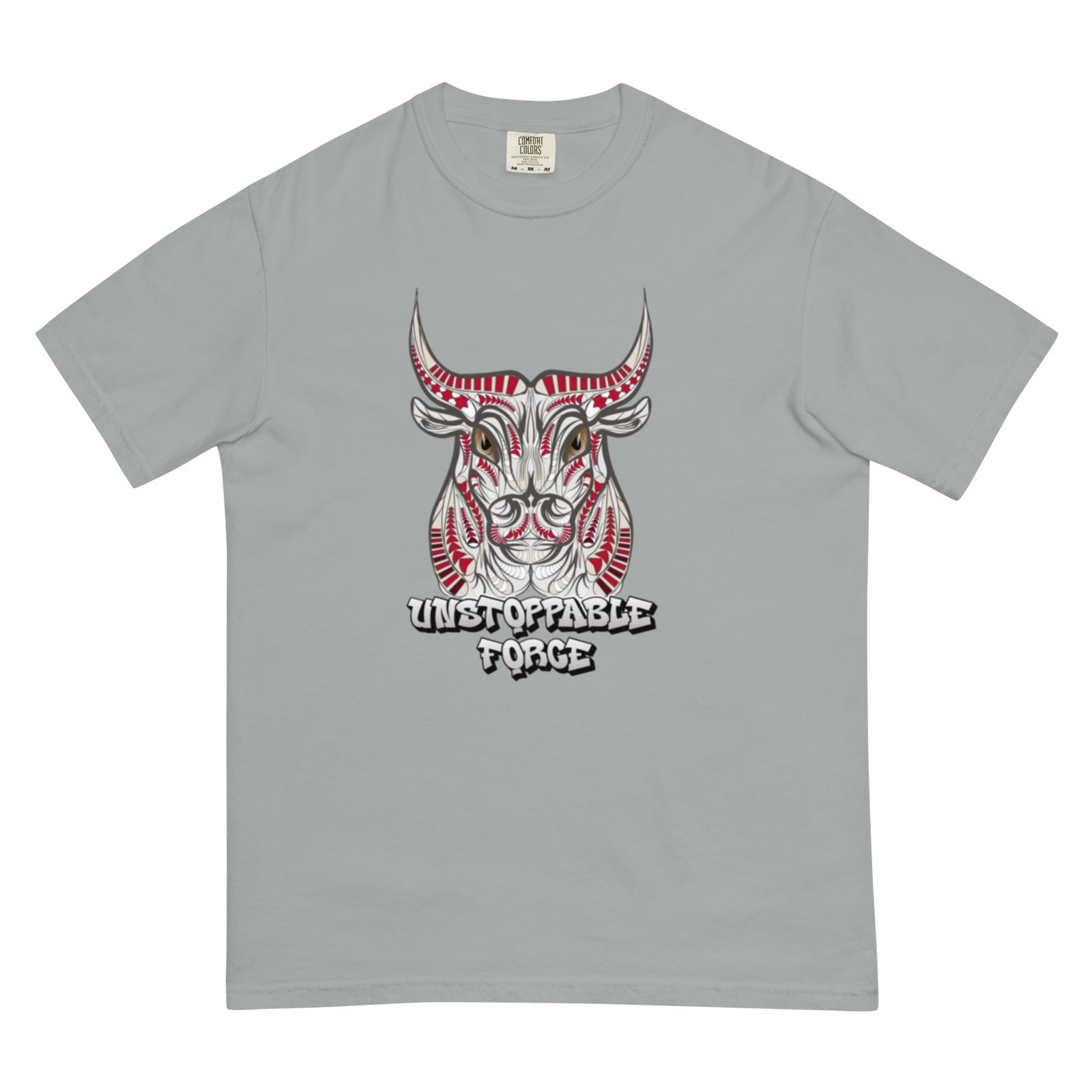 Unstoppable Force – Tribal Bull Power Artwork - Unisex garment-dyed heavyweight t-shirt