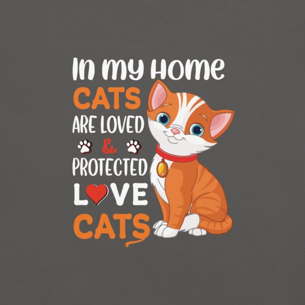 "In My Home, Cats Are Loved & Protected" – Cute Cat Lover Apparel - Unisex garment-dyed heavyweight t-shirt - Image 7