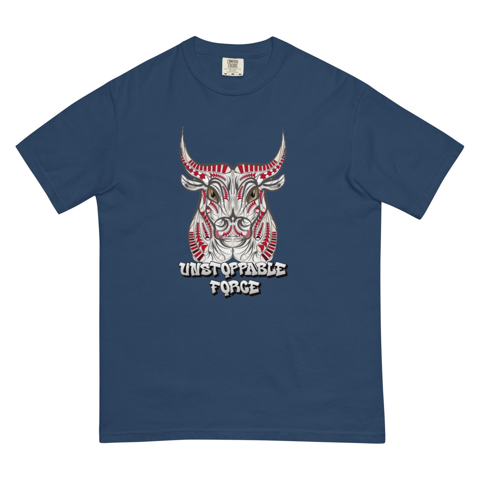 Unstoppable Force – Tribal Bull Power Artwork - Unisex garment-dyed heavyweight t-shirt - Image 4