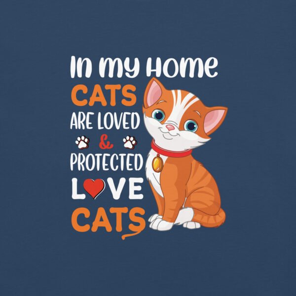 "In My Home, Cats Are Loved & Protected" – Cute Cat Lover Apparel - Unisex garment-dyed heavyweight t-shirt - Image 3