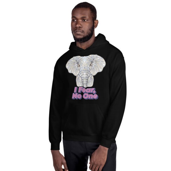 I Fear No One – Powerful Tribal Elephant Artwork - Unisex Hoodie - Image 2