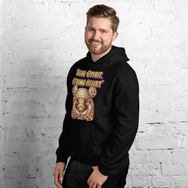 Bear Spirit, Strong Heart – Powerful Tribal Bear Artwork - Unisex Hoodie - Image 3