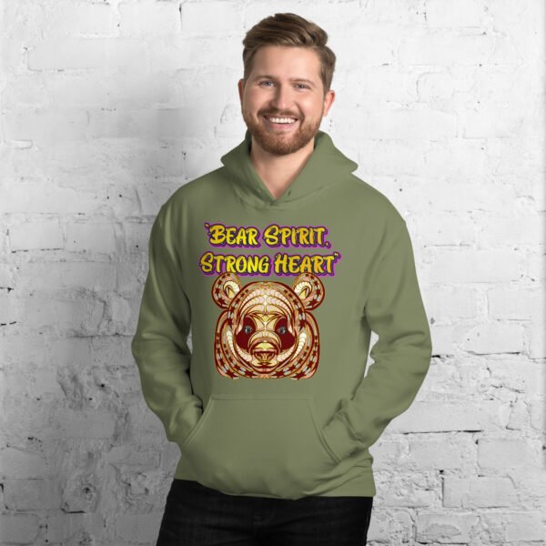 Bear Spirit, Strong Heart – Powerful Tribal Bear Artwork - Unisex Hoodie - Image 21